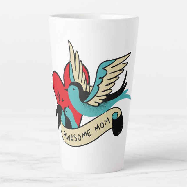 Tasse Latte Tatouage de maman génial (Devant)