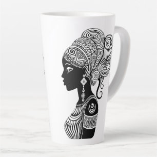 Tasse Latte Tatouage Tribal Portrait de Fille Africaine
