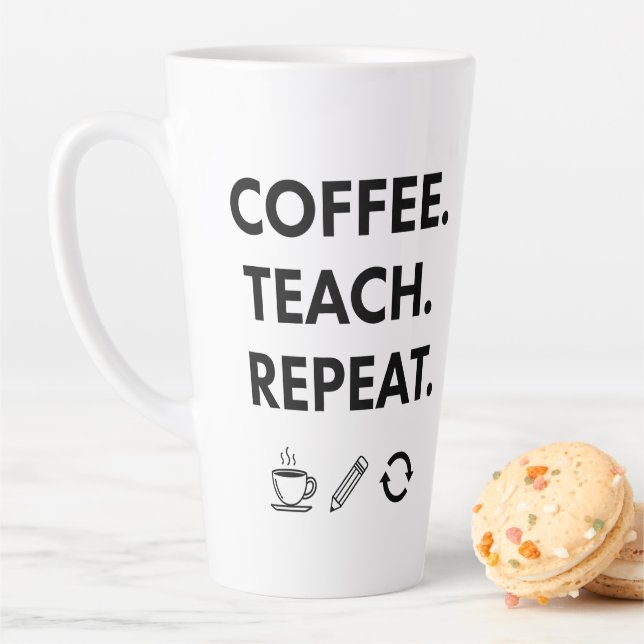 Tasse Latte Teach Repeat - Professeur minimaliste (En situation)