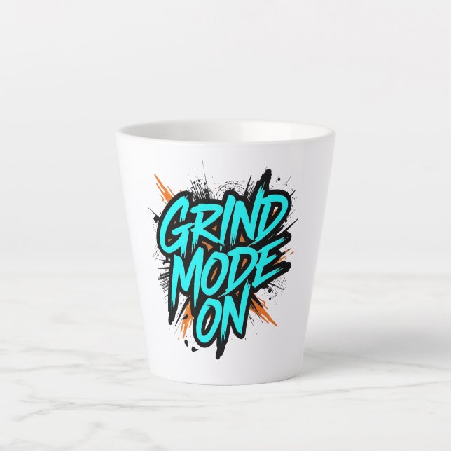 Tasse Latte Teal Graffiti Style "Grind Mode On" (Devant)