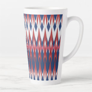 Tasse Latte Technique de l'Ikat Motif blanc bleu rouge Jacquar