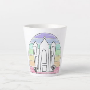 Tasse Latte Temple LDS Salt Lake City coucher de soleil arc-en