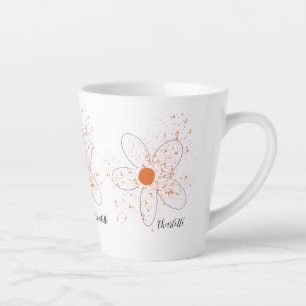 Tasse Latte Terme orange moderne floraux nom script