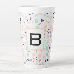 Tasse Latte Terrazzo blanc menthe monogrammée