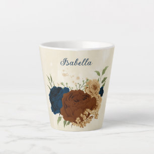 Tasse Latte terre cuite marine floral