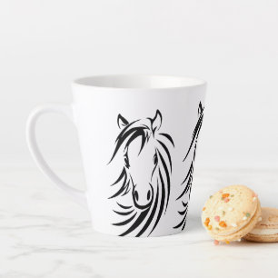 Tasse Latte Têtes de cheval noir