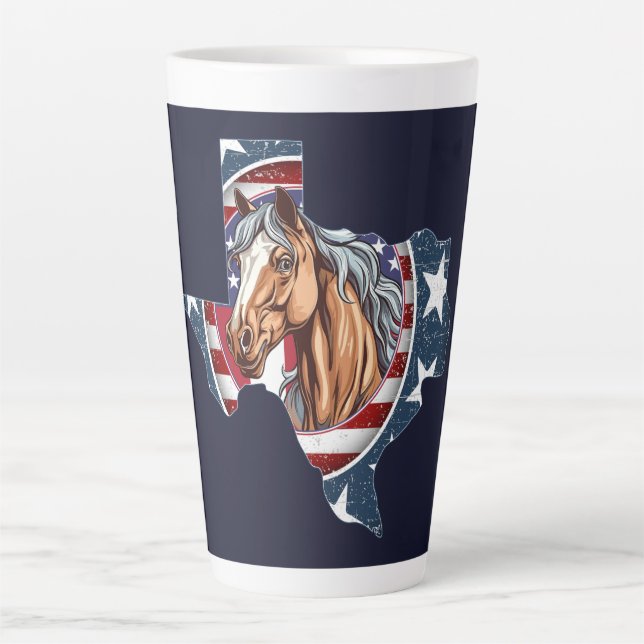 Tasse Latte Texas State Outline USA Horse (Devant)