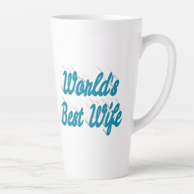 Tasse Latte Texte bleu ciel de la femme (Droite)