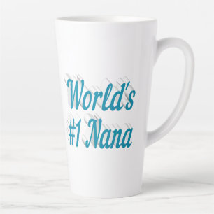 Tasse Latte Texte bleu ciel Nana
