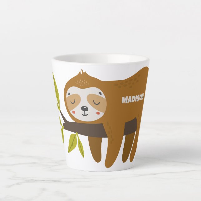 Tasse Latte Texte et couleur personnalisés (Devant)