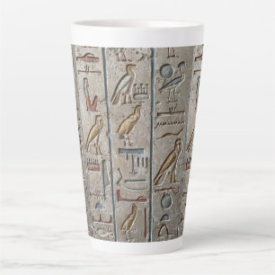 Tasse Latte Texte gravé en langue Égypte antique Hiéroglyphe