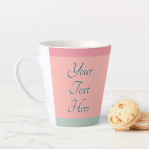 Tasse Latte Texte personnalisable Script Rose pêche sarcelle P