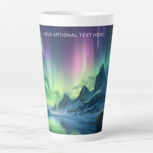 Tasse Latte Texte personnalisé Aurora Borealis