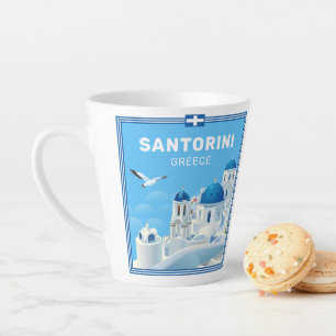 Tasse Latte Texte personnalisé Santorin Grèce