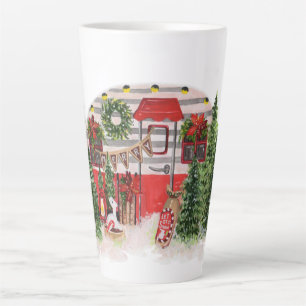 Tasse Latte Thème extérieur du camping de Noël Trailer