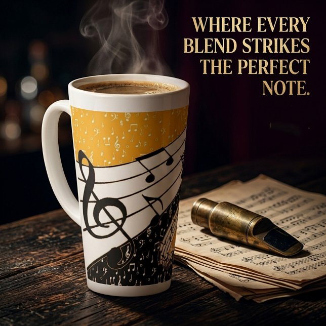Tasse Latte thème musical or (Créateur téléchargé)