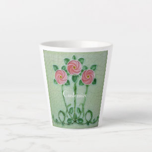 Tasse Latte Three Pink Roses Thunder_cove
