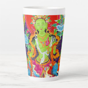 Tasse Latte tibétain cool thangka vert tara dieu tatouage vibr