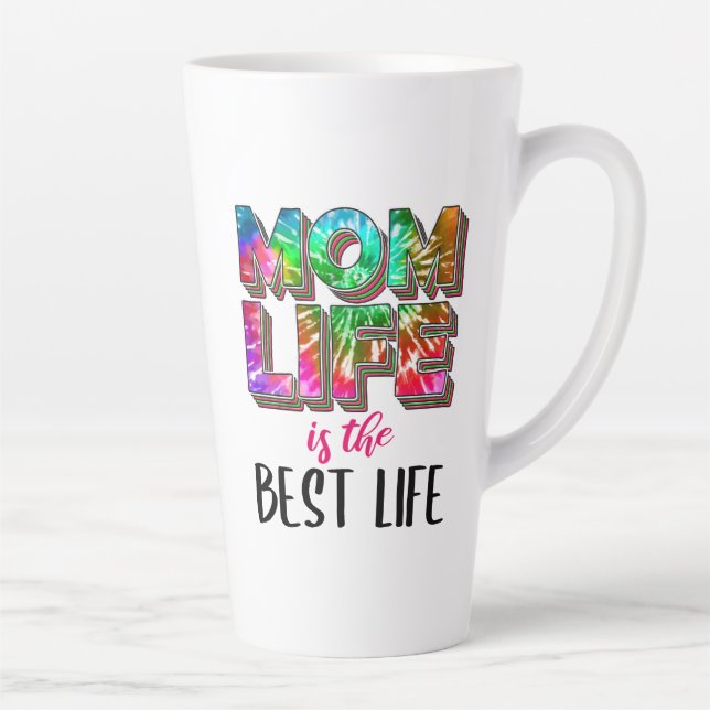 Tasse Latte Tie Dye Maman La vie est la meilleure vie (Droite)