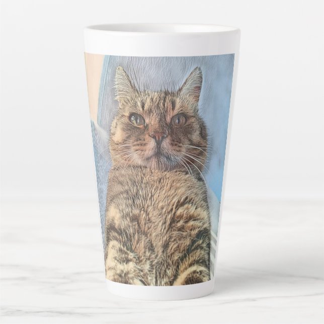 Tasse Latte Tiger Cat Illustration Design (Devant)