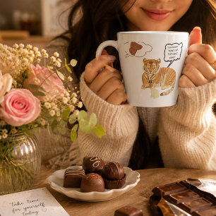 Tasse Latte Tigre mignon amitié avec lapin \aquarelle 