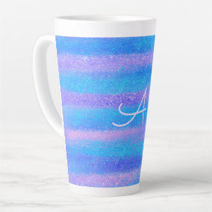 Tasse Latte Tirures Iridescendantes Chaleureuses Roses Turquoi