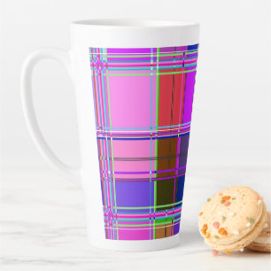 Tasse Latte Tissu à carreaux rose motif Madras