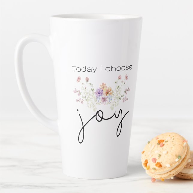 Tasse Latte Today I choose Joy Inspirational Wildflowers (En situation)