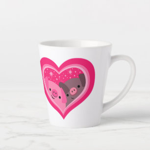 Tasse Latte Toi Et Moi (Jolies Cochons De Caricature)