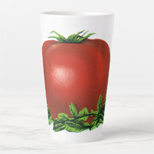 Tasse Latte Tomate rouge mûr vintage, légumes et fruits