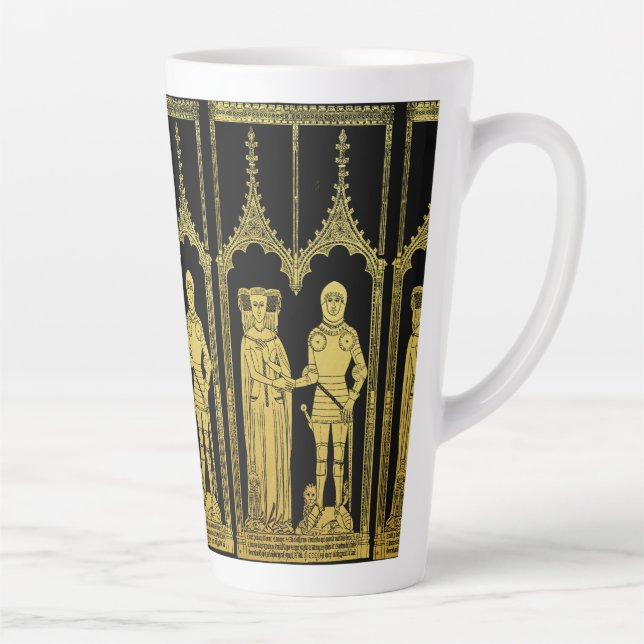 Tasse Latte Tombeau médiéval en laiton Rubbing Chevalier, Dame (Droite)