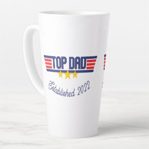 Tasse Latte Top Papa avec date d'établissement modifiable