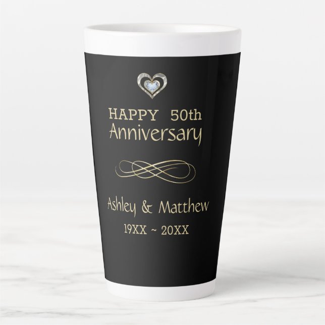 Tasse Latte Tourbillon Or Et Coeur (Devant)