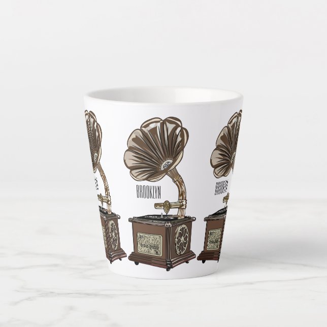 Tasse Latte Tourne-disque dessin animé (Devant)