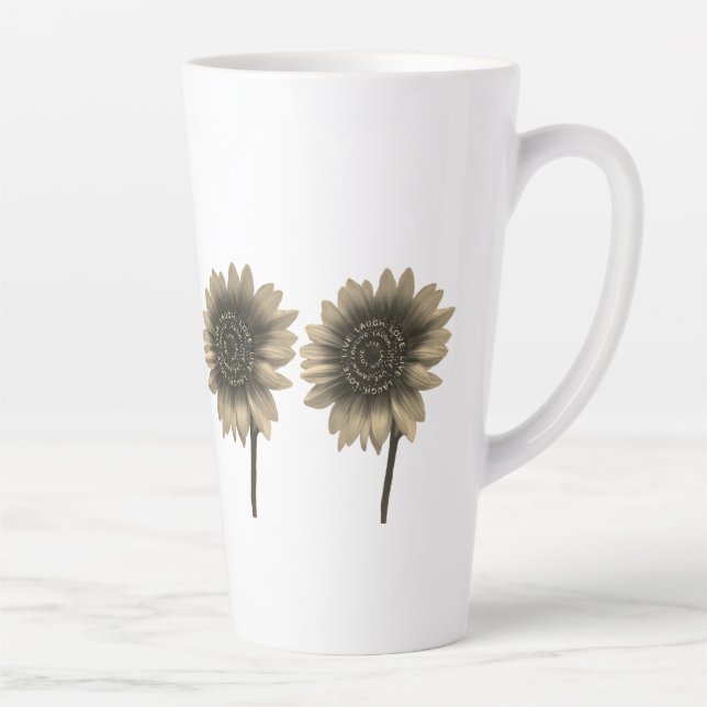 Tasse Latte Tournesol Live, Rire, Amour (Droite)