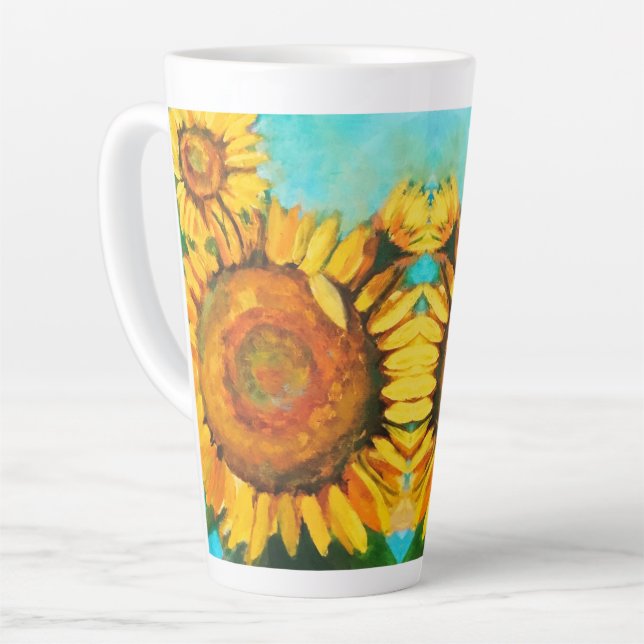 Tasse Latte Tournesols matinaux (Angle gauche)