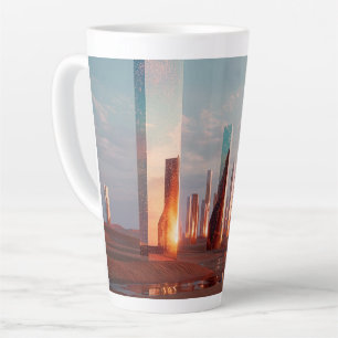 Tasse Latte Tours Miroirs Surréalistes Futuristes Dans Le Dése