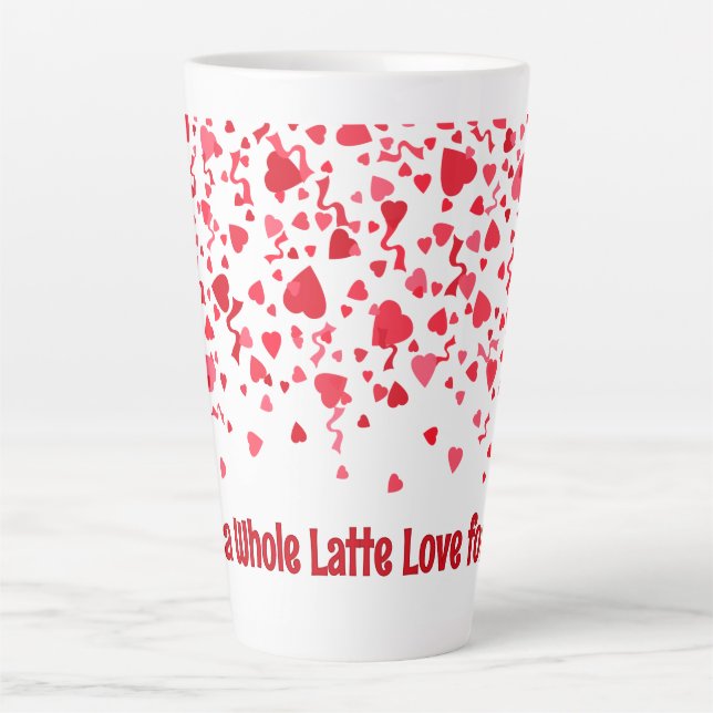 Tasse Latte Tout l'amour Latte Personnalisé Coeurs Confetti Ro (Devant)