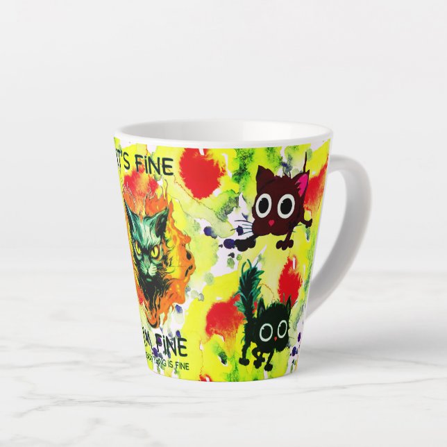 Tasse Latte Tout Vert, Rouge Boug Bouché (Angle droit)