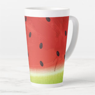 Tasse Latte Tranche géante de pastèque à l'aquarelle mignonne 