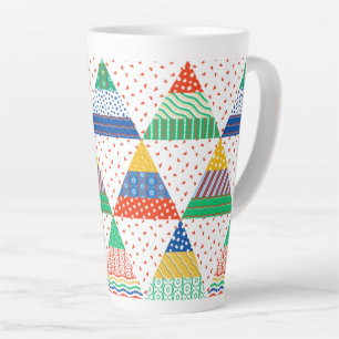 Tasse Latte Triangles de Noël en patchwork colorés festifs