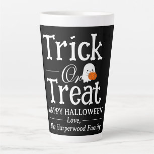 Tasse Latte Tricoter ou traiter famille Halloween Éffrayante