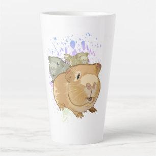 Tasse Latte Trio de cochons d'Inde colorés Arc-en-ciel Éclabou