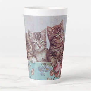 Tasse Latte Trio vintage de chatons mignons en boîte