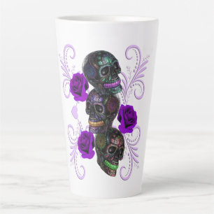 Tasse Latte Triple Journée Noire Des Crânes Morts Des Roses Vi