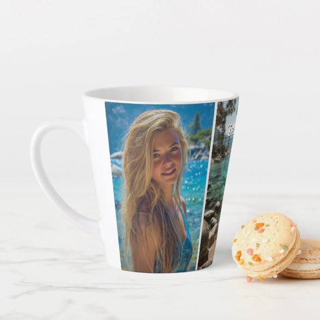 Tasse Latte Trois bandes verticales photo boho (En situation)
