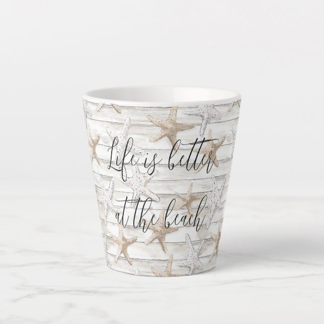 Tasse Latte Tropical Ocean Beach Starfish Mariage (Devant)