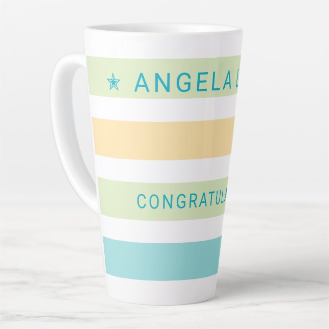Tasse Latte Tropiques de Whimsical Cabana Stripes (Angle gauche)