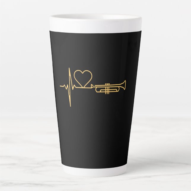 Tasse Latte Trumpet - Trumpet Hearbeat cadeau (Devant)