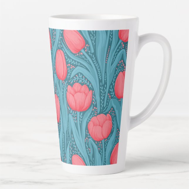 Tasse Latte Tulipes en bleu et rouge (Droite)